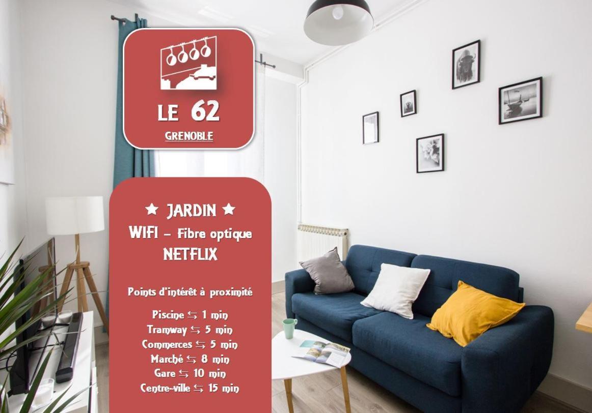 Le 62 - Spacieux T2 Avec Jardin, Parking & Tramway Grenoble Exterior photo